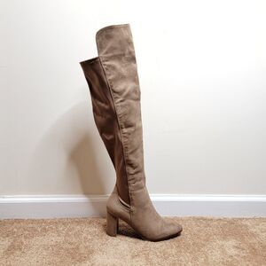 Wild Diva Taupe Faux Suede Knee High Boots